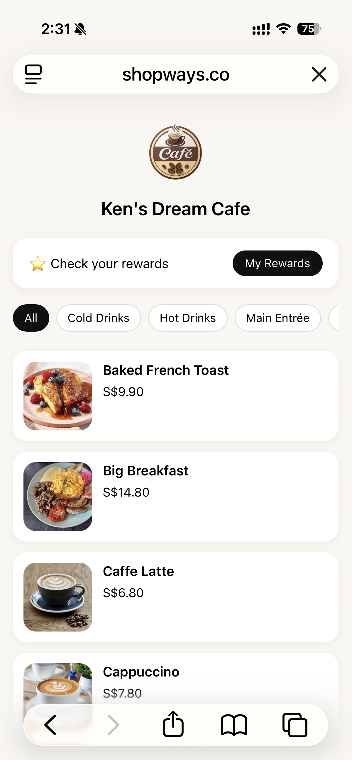QR Menu with Shopways POS for Cafe